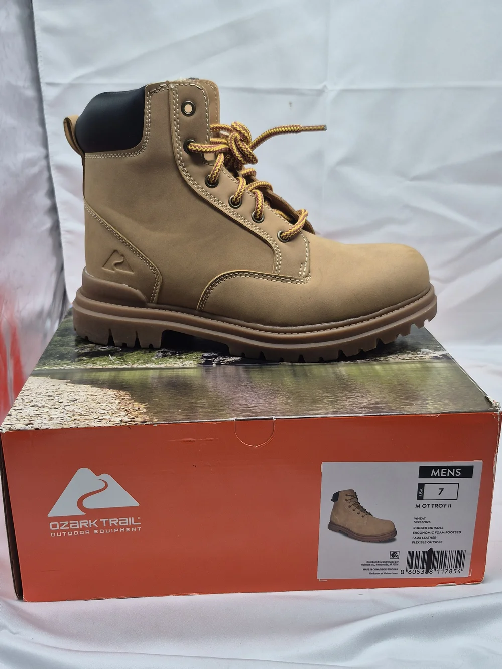 Ozark Trail Men’s Tan Work Boots - Rugged Lace-Up